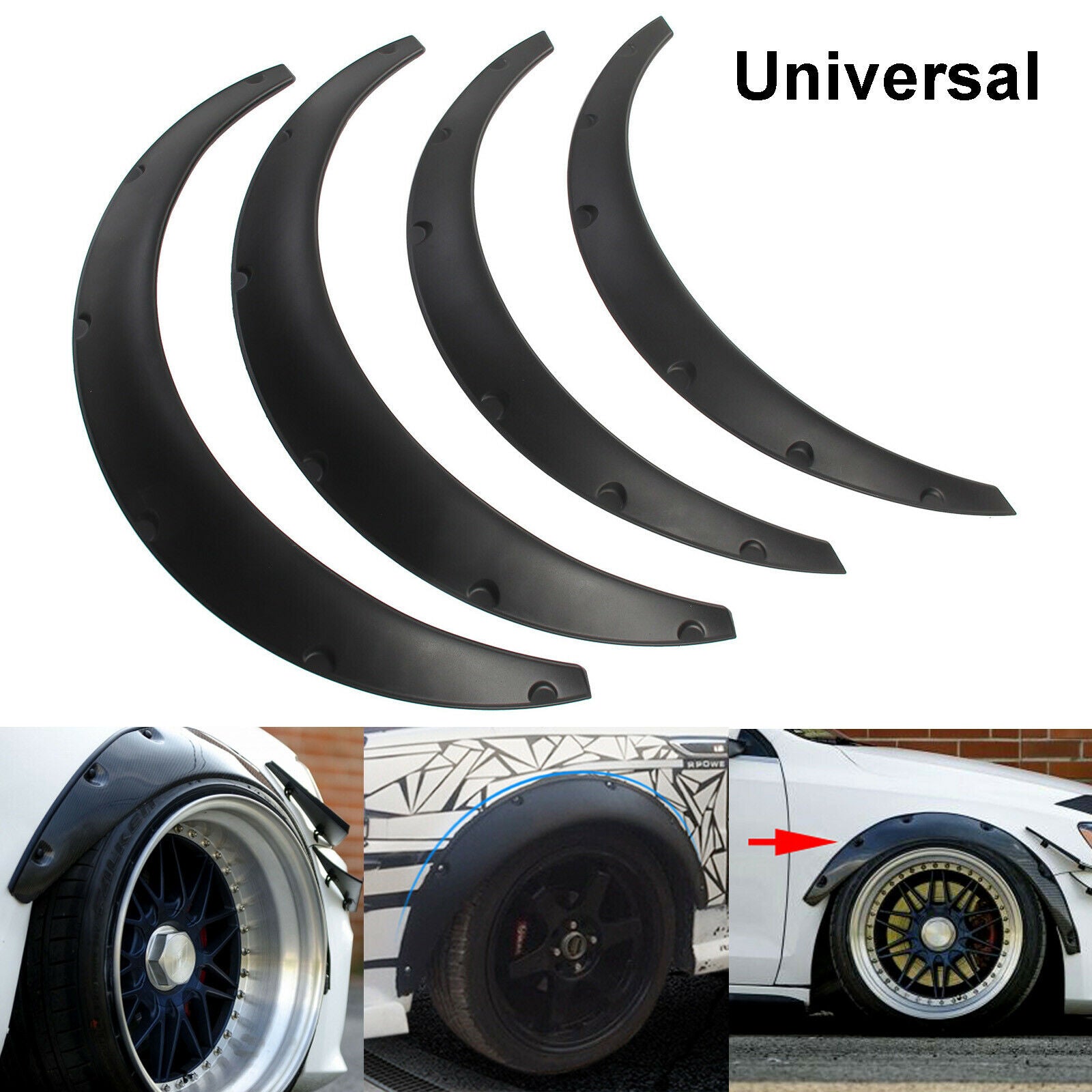 4pcs Universal Widened JDM Fender Flares Wheel Arch 2 inch ABS Car Fittings