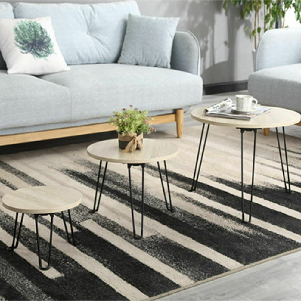 Nest of Tables 3 Table Unit Wood Metal Living Room Side Lamp Coffee Furniture