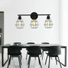 3-Light Industrial Bathroom Vanity Light Metal Wire Cage Wall Sconce Wall Lamp
