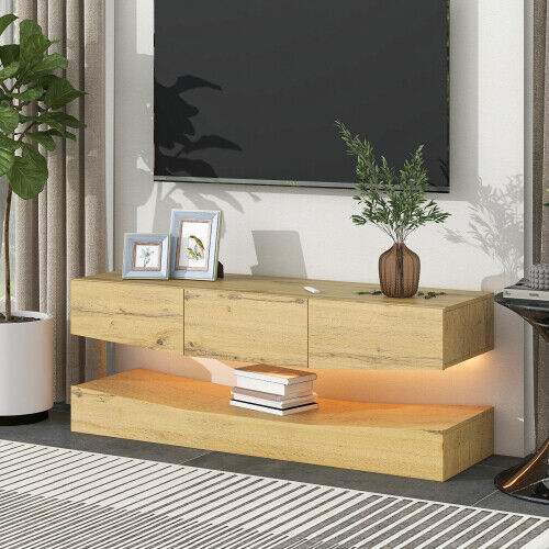 Wall Mount Floating TV Unit Cabinet Stand With LED Lights TV Entertainment HT