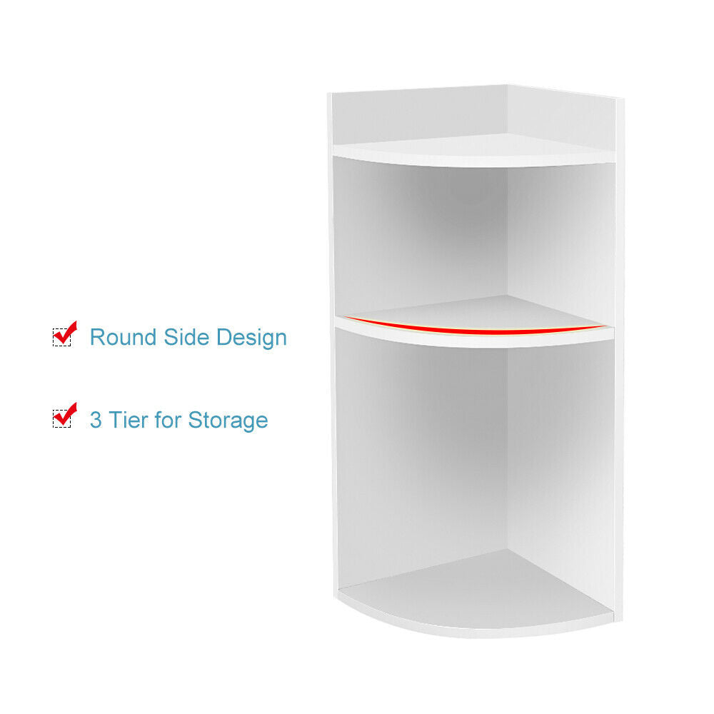 3 Tier Wall Corner Shelf Bookcase Shelf Storage Display Organizer Cabinet Unit