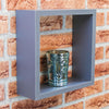 Square Display Shelves Floating Wooden Wall Storage - 3 Sizes - Grey - Set of 3