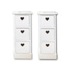 Pair Bedside Units White 3 Drawer Heart Cutout Chest Cabinets Side Table x2