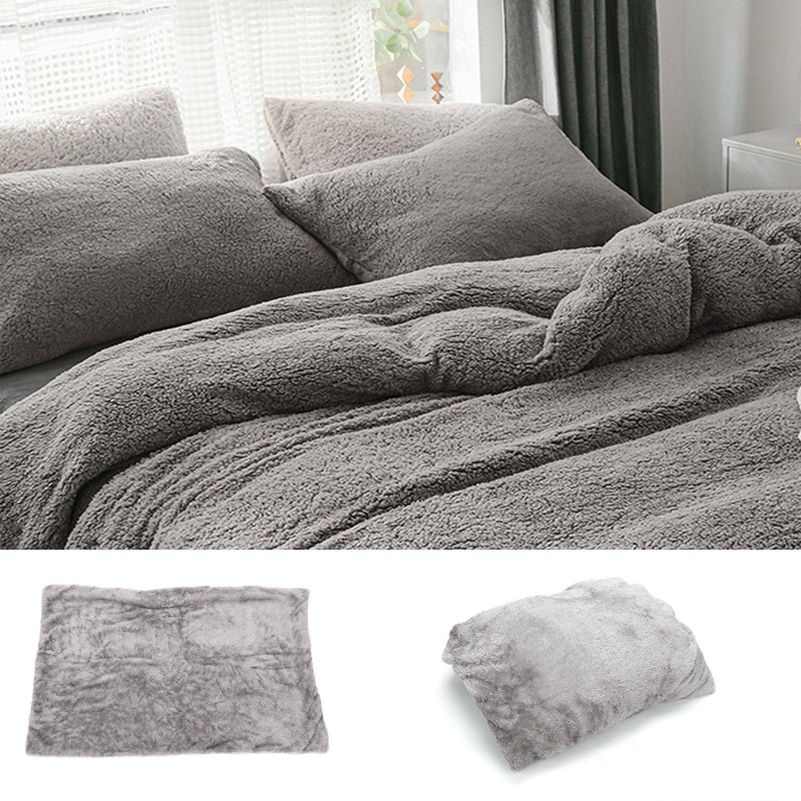 Teddy Fleece Duvet Cover Set Soft Warm Cosy Quilt Cover Set Single Double King