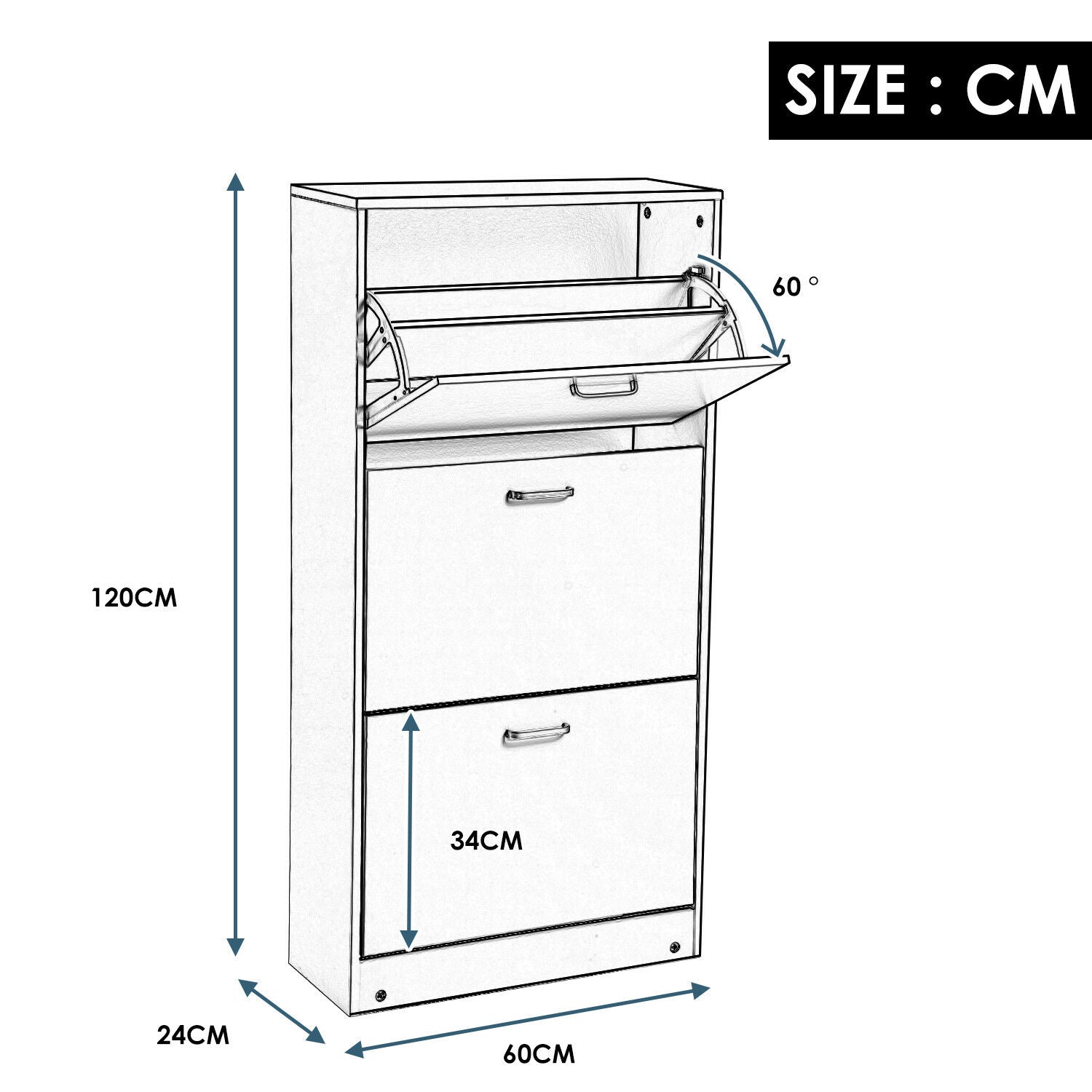 3 Drawer Shoe Cabinet Storage Rack Hallway Cupboard Stand Unit Wooden Footwear