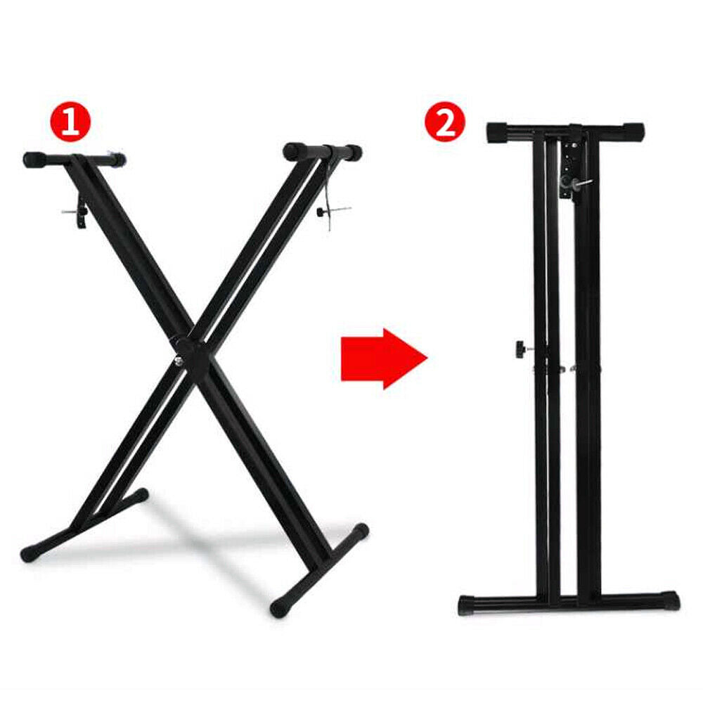 Electronic Piano X Double Stand Music Keyboard Standard Rack Adjustables Metal
