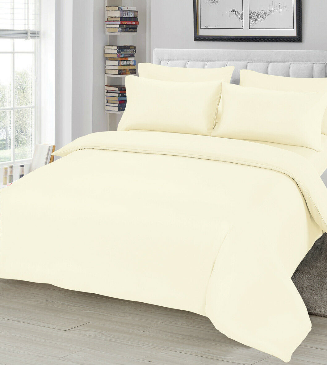 Plain Duvet Cover & Pillowcase Reversible Bedding Set or Fitted Sheet