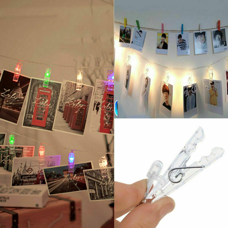 30 LED Hanging Picture Photo Peg Clip Fairy String Lights Party Bedroom Decor