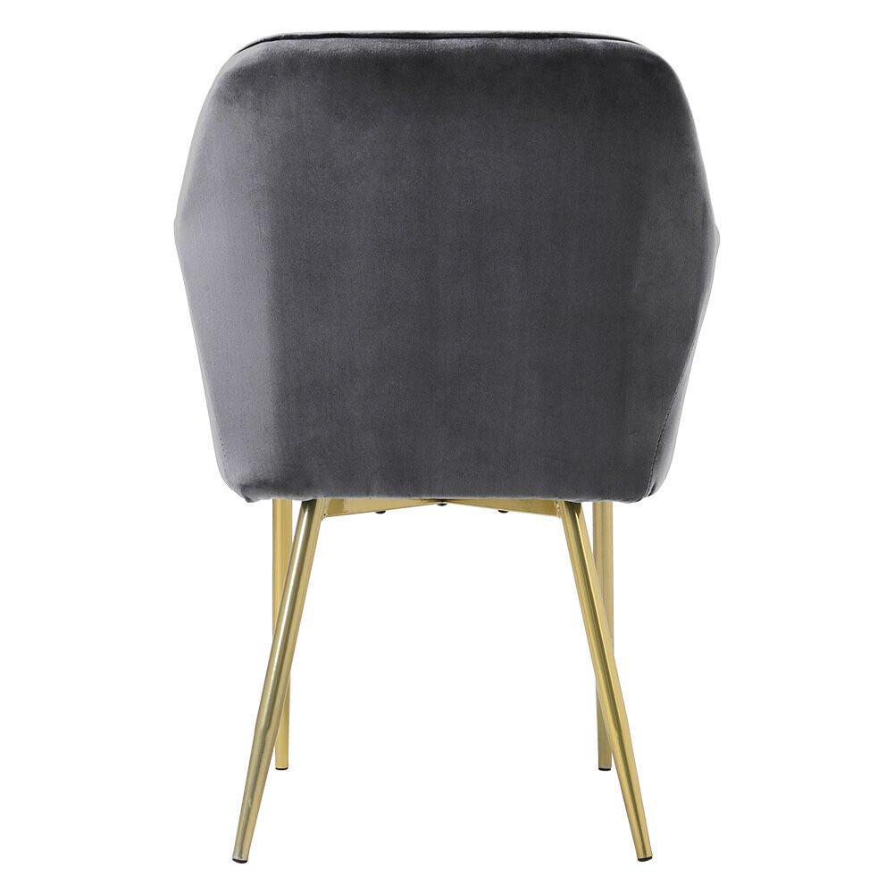 1/2/4pcs Upholstered Dining Chair Tuft Back Kitchen Living Room Seat Metal Leg