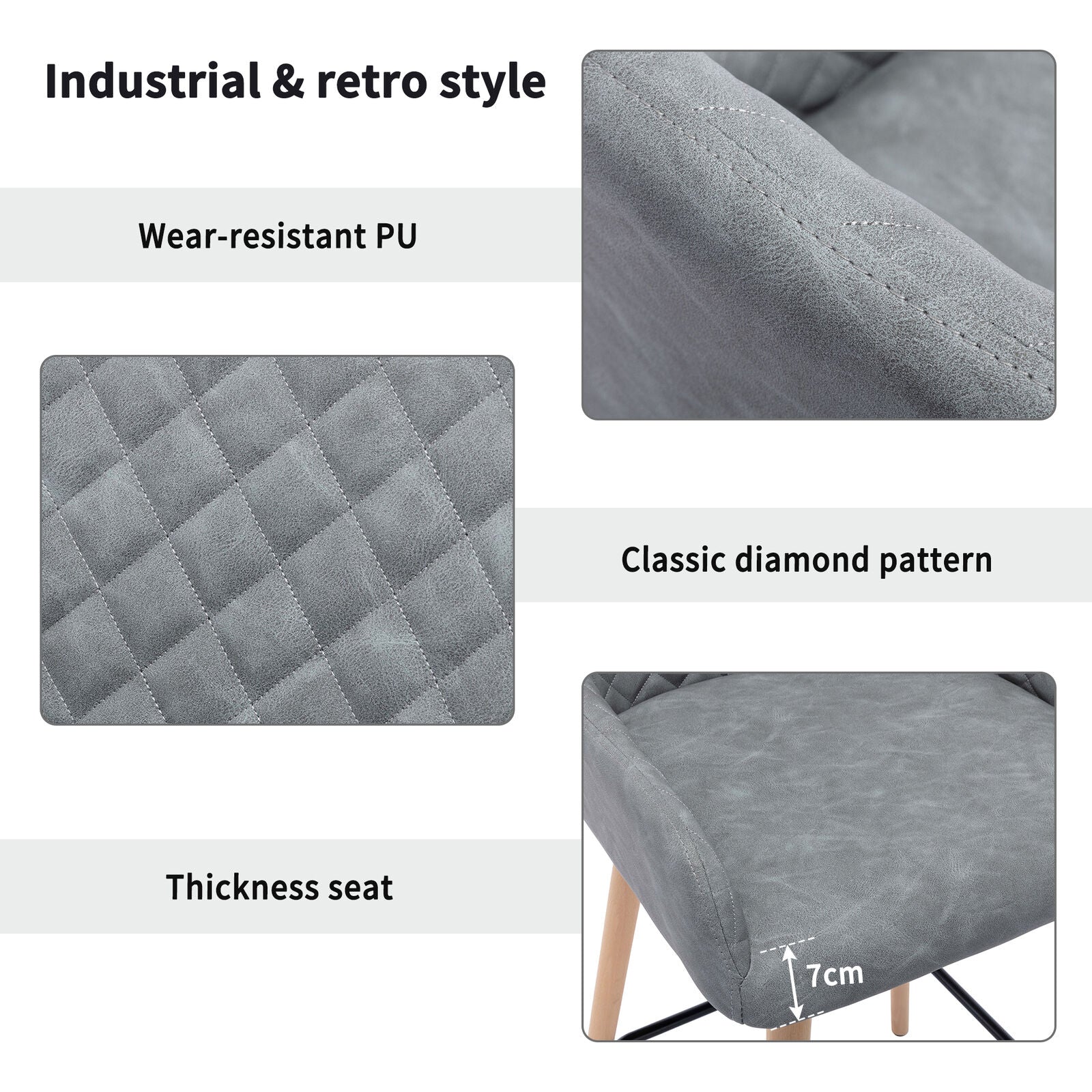 2x PU Leather Bar Stools Breakfast Seat Pub Chair Kitchen Dining Room Furniture