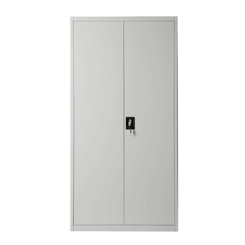 180cm Office Storage Lockable Cupboard Filing Cabinet Steel Metal Light Grey Key