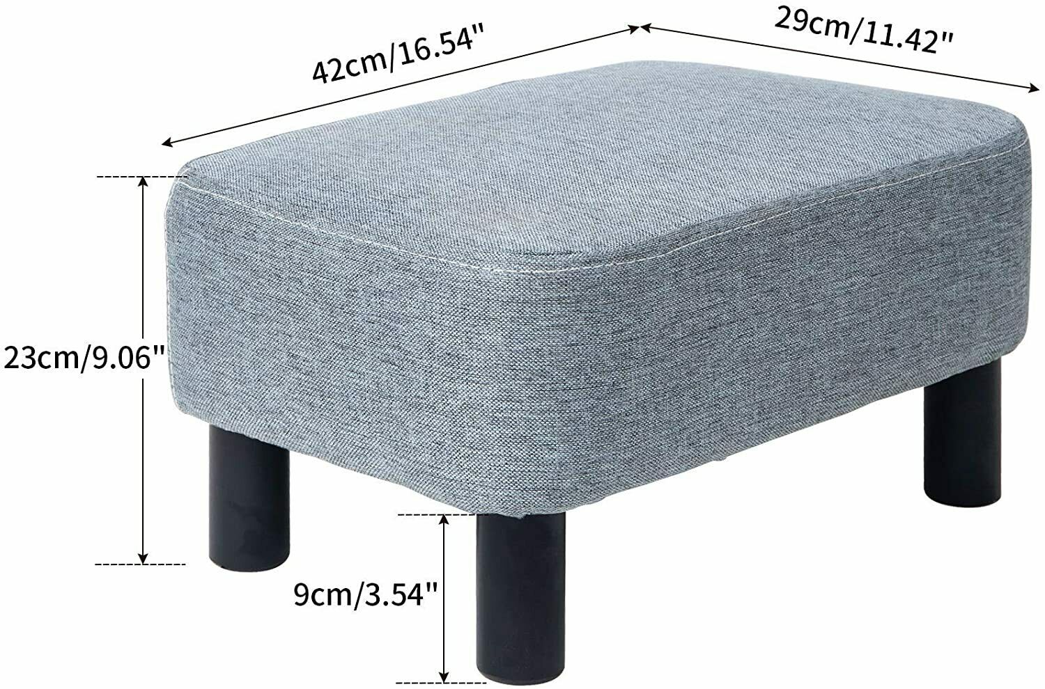 Rectangular Stool Linen Fabric Footstool Foot Rest Stool Pouffe Ottoman Seating