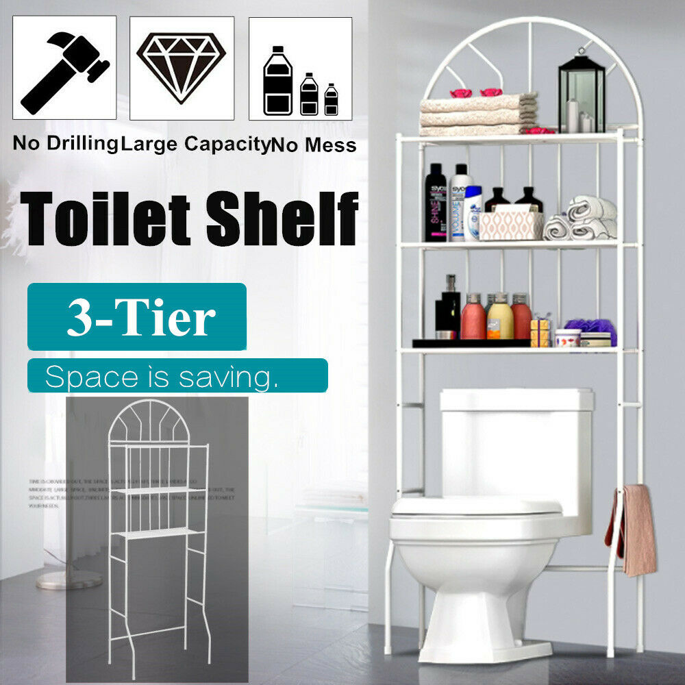 3 Tier Over Toilet Bathroom Display Tidy Shelf Towel Storage Rack Organizer