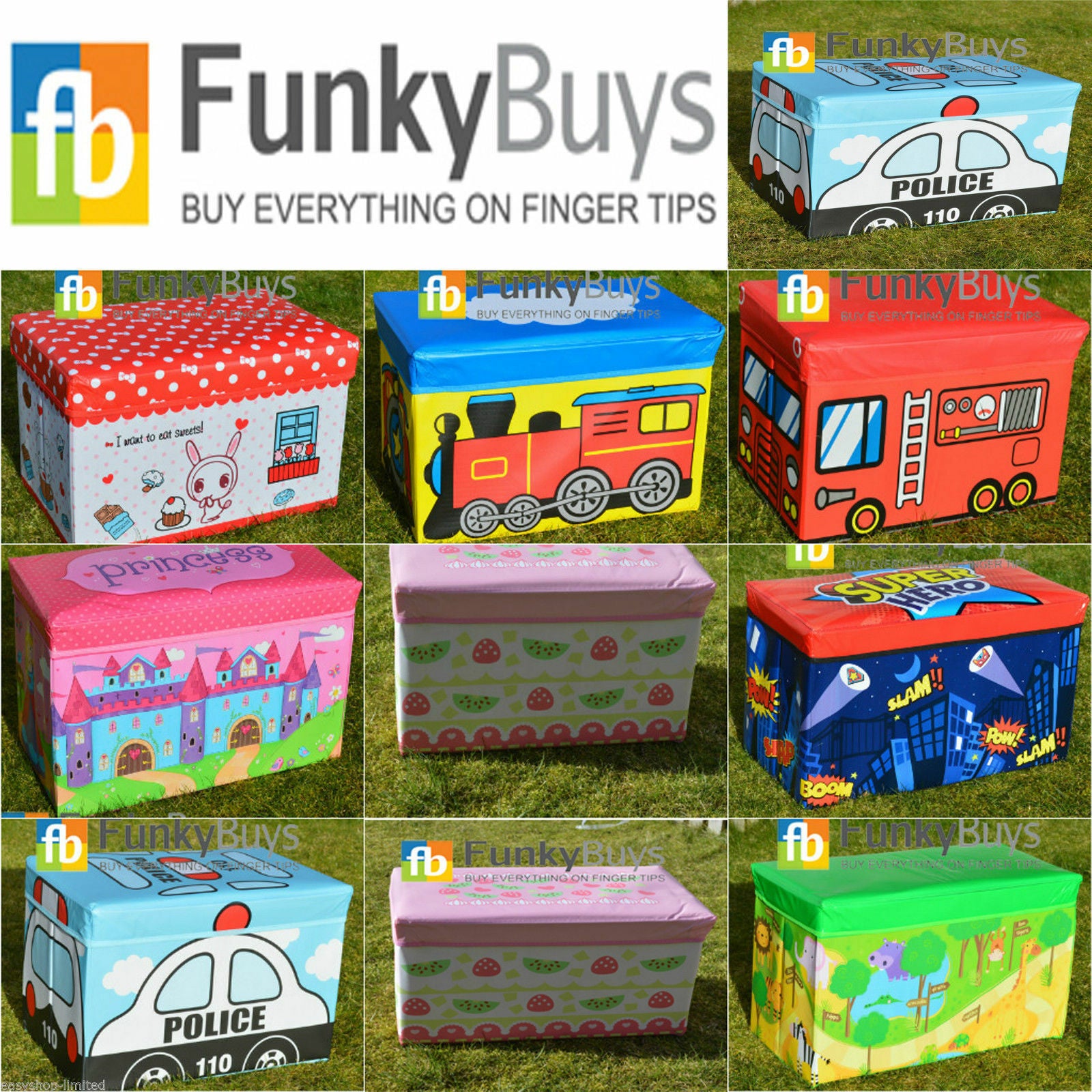 LARGE TOY BOX KIDS BOYS GIRLS STORAGE SEAT STOOL BOOKS CLOTHES CHEST CHILDREN