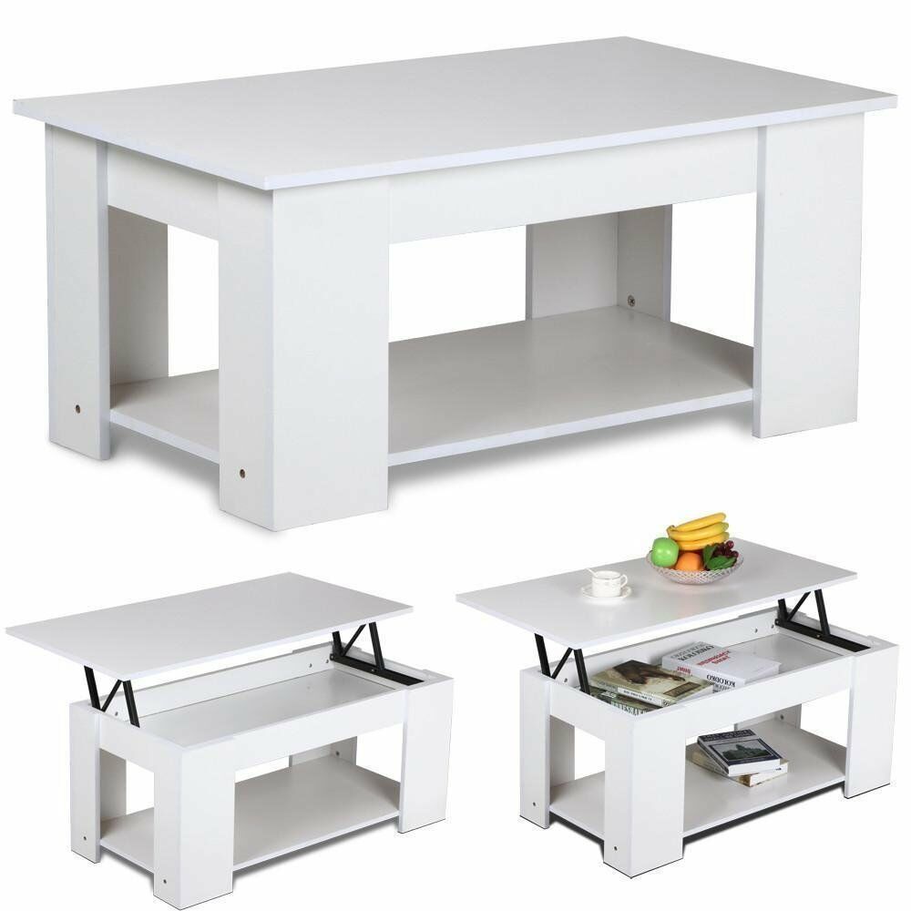 Hydraulic Lift Up Coffee Tea Table End Table with Living Room 100cm Wodden