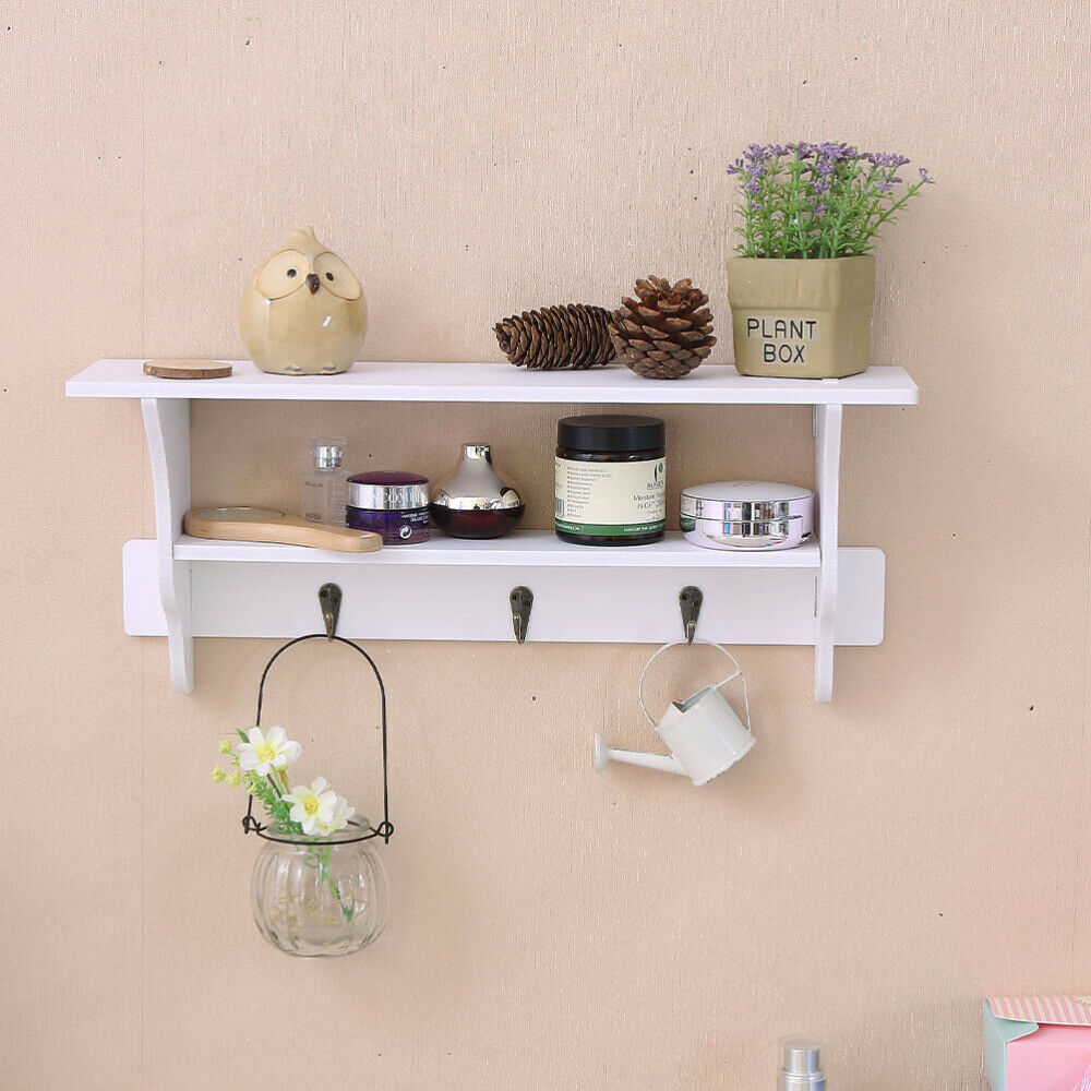 New White Floating Wall Shelves Display Storage Shelf Wall Wood Unit Rack UK