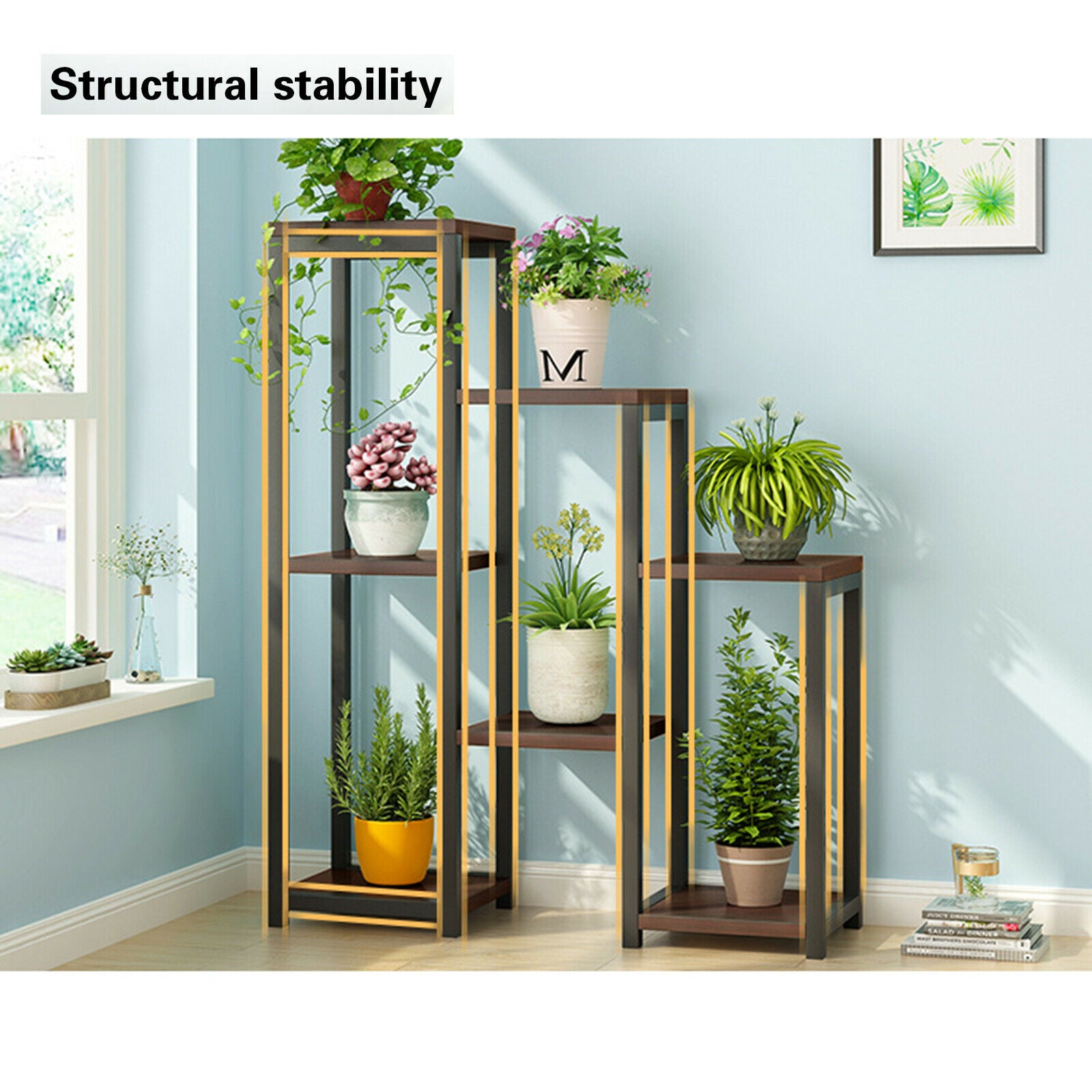 4 Tier Black Metal Ladder Book Shelf Stand Plant Flower Display Shelving Rack