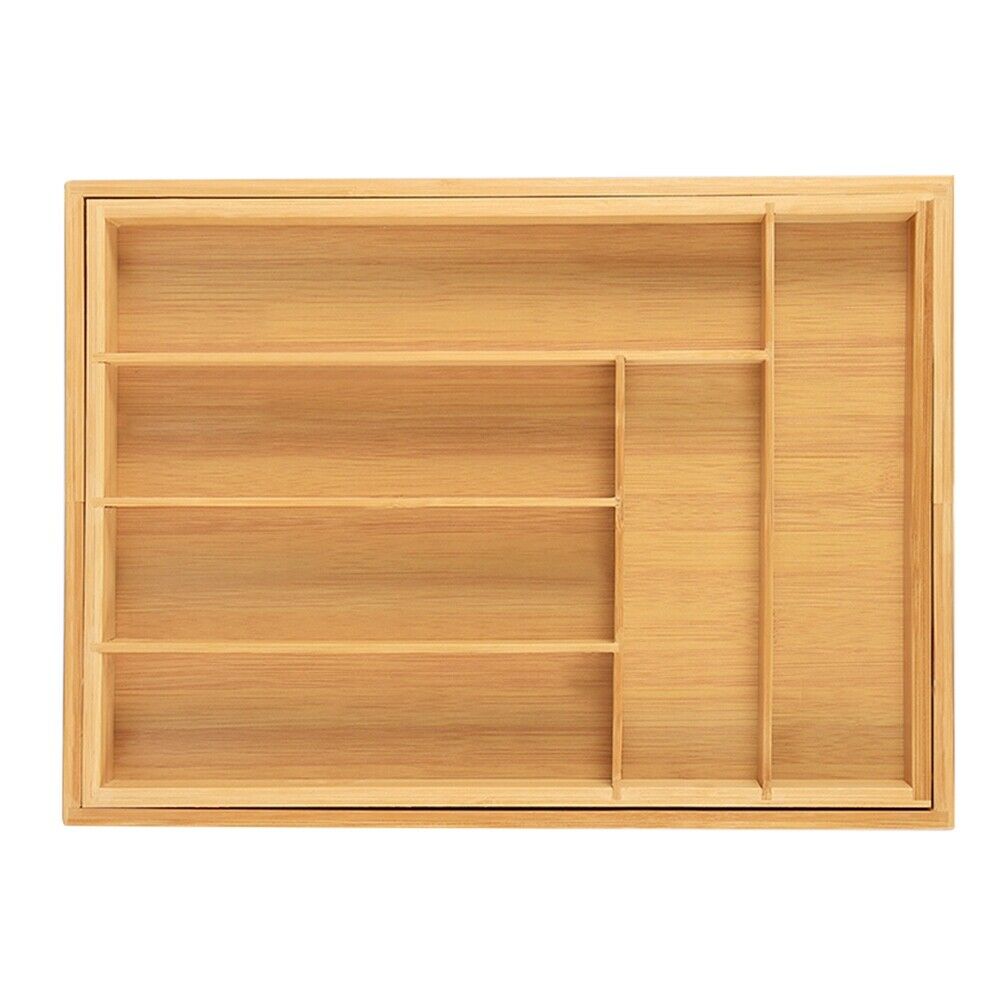 New Cutlery Organiser Drawer Storage Tray Wooden Bamboo Expandable Extending