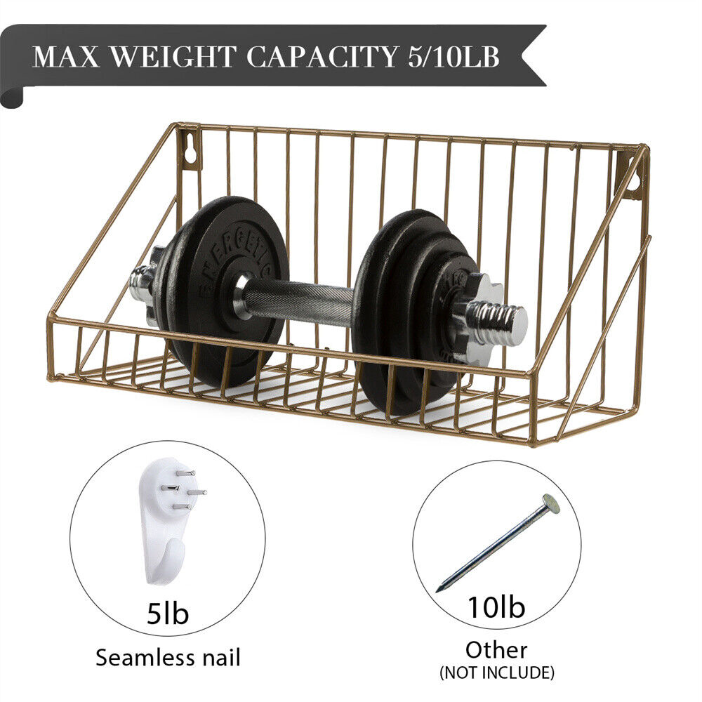 2X Wall Mounted Floating Shelves Metal Bathroom Shelf Kitchen Storage Rac