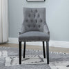 2x Accent Dining Chairs Grey Button Tufted Velvet with Rivets Knocker Chairs New