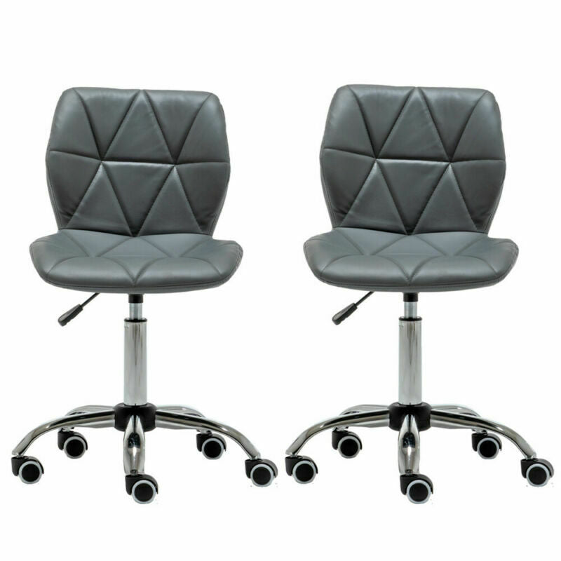 2x Cushioned Computer Desk Office Chair Chrome Legs Lift Swivel Adjustable Small