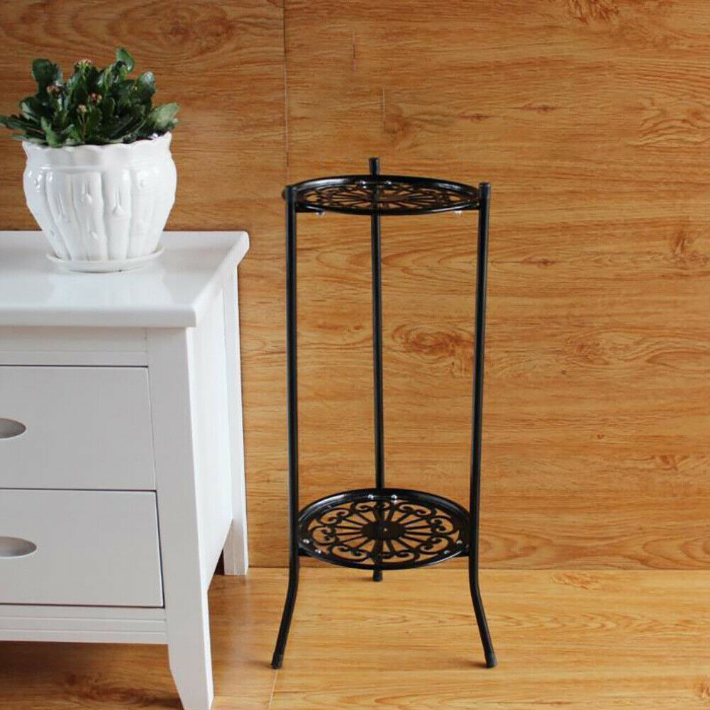 Plant Stand 2 Tier Metal Flower Pots Holder Rack Display Shelf Indoor Outdoor