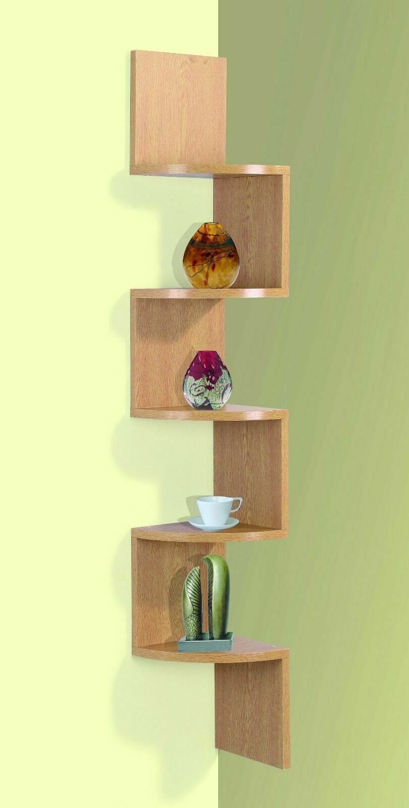 3/5 Tier Floating Wall Shelves Corner Shelf Storage Wood Display Bookcase Decor