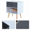 Bedside Table Cabinet Bedroom Storage Nightstand with 1 Fabric Drawer Wooden Leg