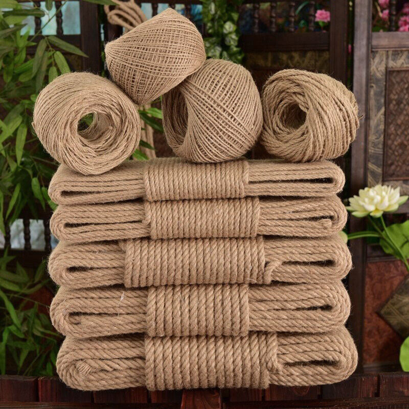 Natural Jute Cord 6-40mm Thick Braided Twisted Hemp Ropes Crafts Decki –  Quildinc
