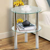 Rectangle Glass Coffee Table Modern Living Room Furniture Top Lower Shelf Chrome