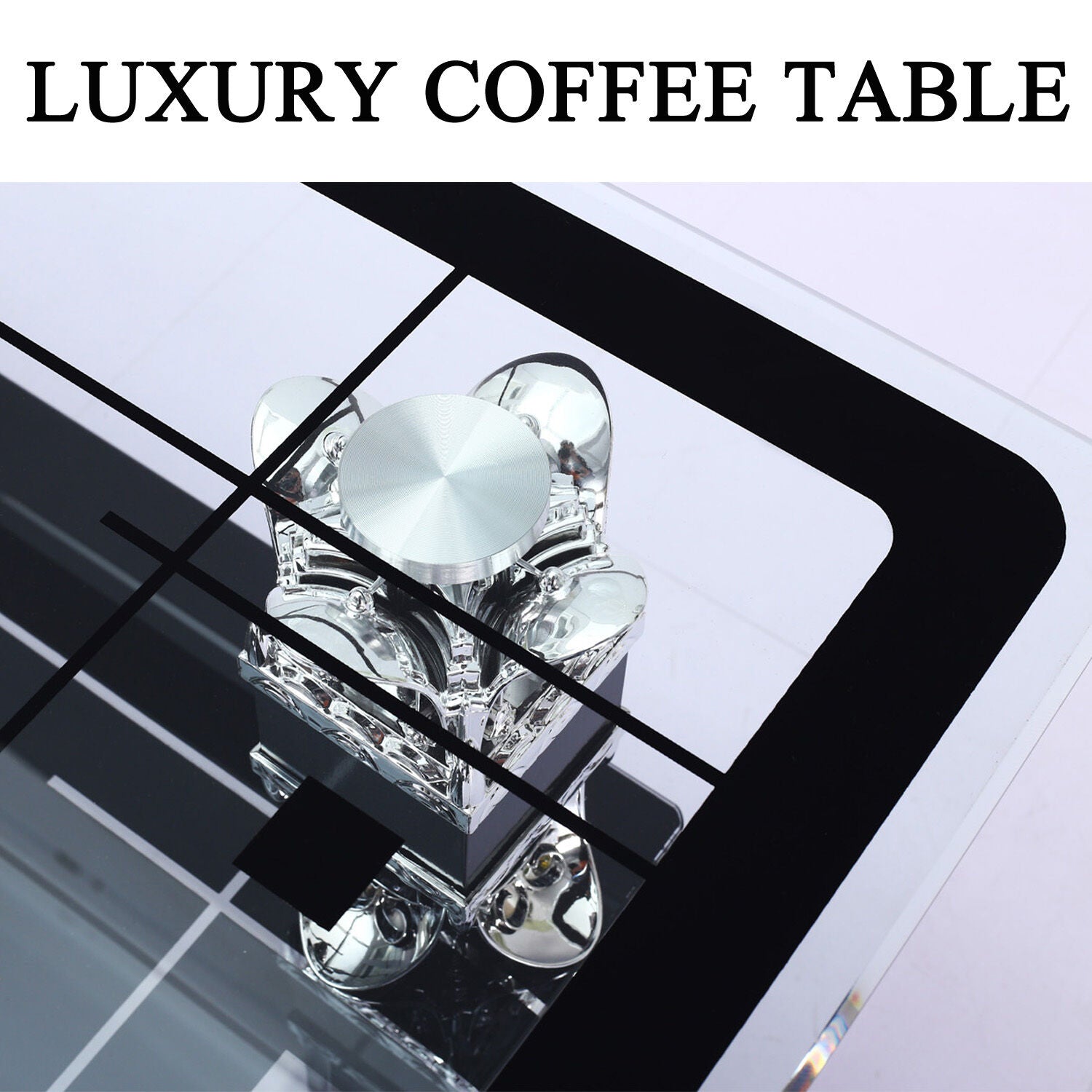 Lux Coffee Tables BlackWith Shelf Rectangle Modern Contemporary For Living Room