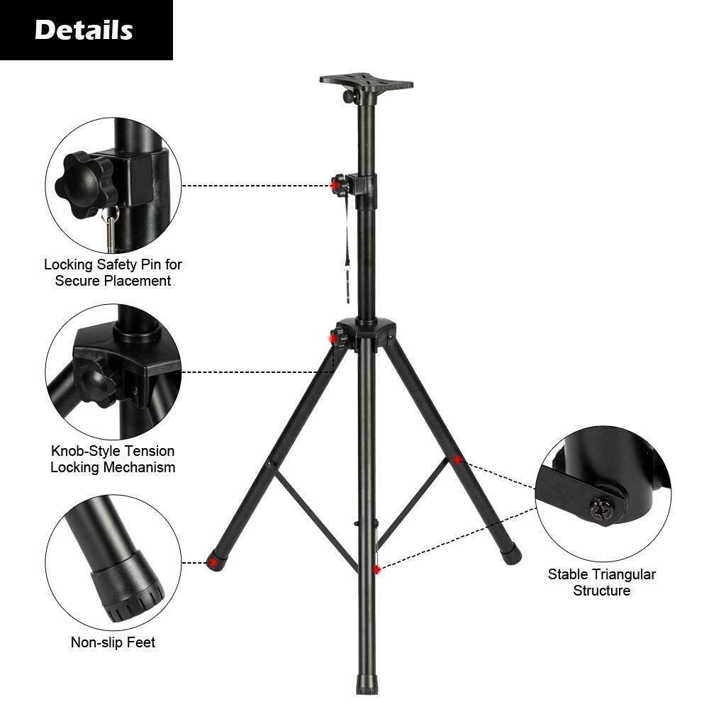 Metal Heavy Duty Adjustable Height Tripod Folding DJ PA Speaker Stand Black
