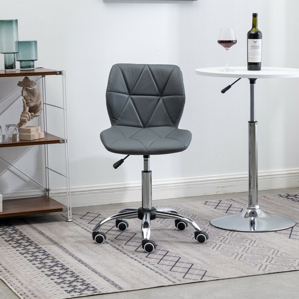 2x Cushioned Computer Desk Office Chair Chrome Legs Lift Swivel Adjustable Small