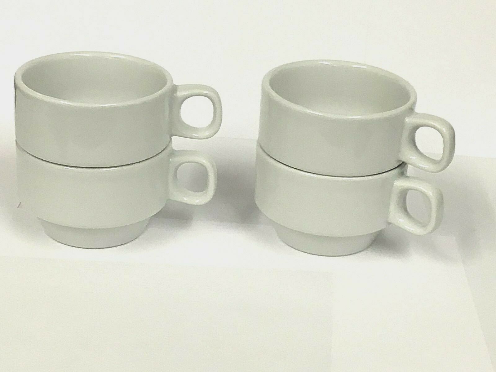 Pack of 4 Stackable White Porcelain Coffee Cups Mugs Tea Chocolate Latte 200ml
