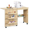 Folding Sewing Table 2 IN 1 Rolling Craft Table Home Office Desk Workstation