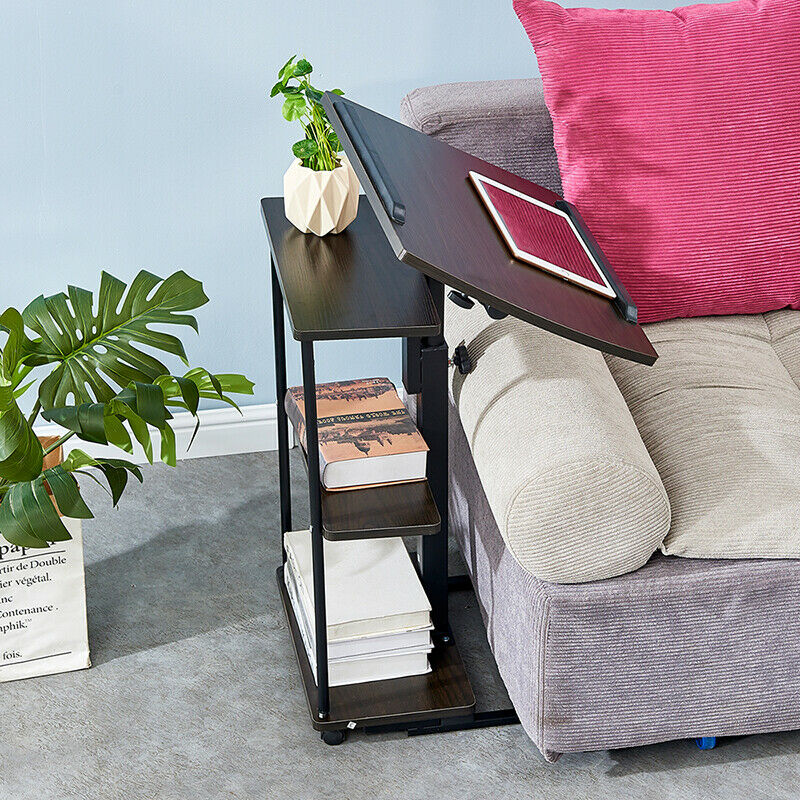 3 Tier Shelves Adjustable Sofa Bedside Table Laptop Stand PC Desk Living Room