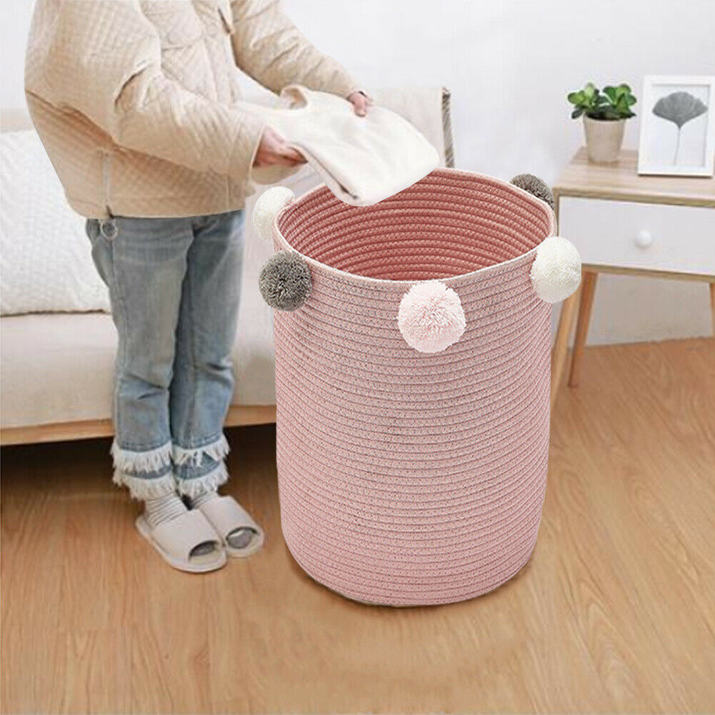 Folding Nordic Laundry Cotton Woven Washing Clothes Tidy Toys Storage Basket Bag