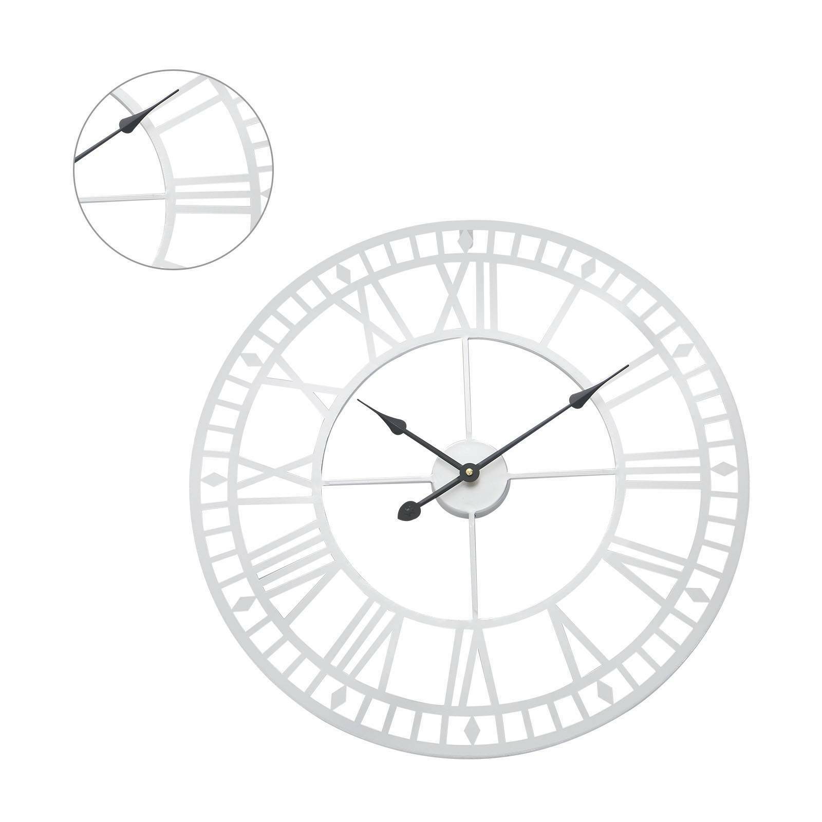 60cm Big Roman Numerals Giant Open Face Metal Large Outdoor Garden Wall Clock