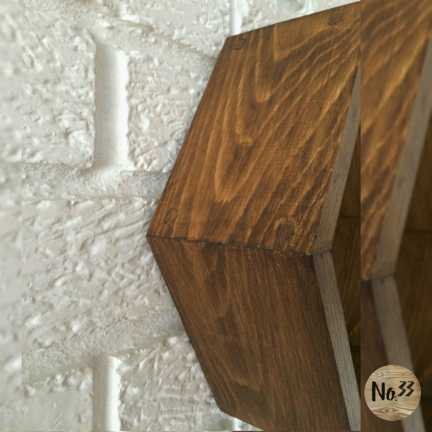Handmade Wooden Hexagon Shelf/ Walnut