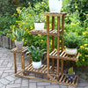 5 Ladders Flower Plant Pots Shelf Stand Display Garden Rattan Rack Natural Wood