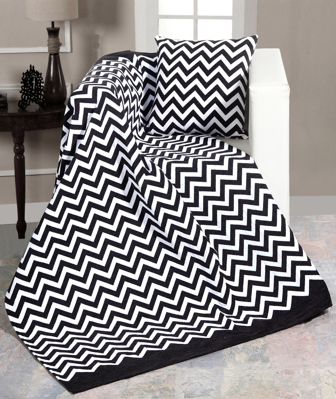 Luxury Chenille Chevron Sofa Throw Arm Chair Covers Single-130x 170cm, 3 Colours