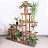 Heavy Duty Wood Plant Stand Flower Display Shelf Outdoor Rack w/ Supporting Rod