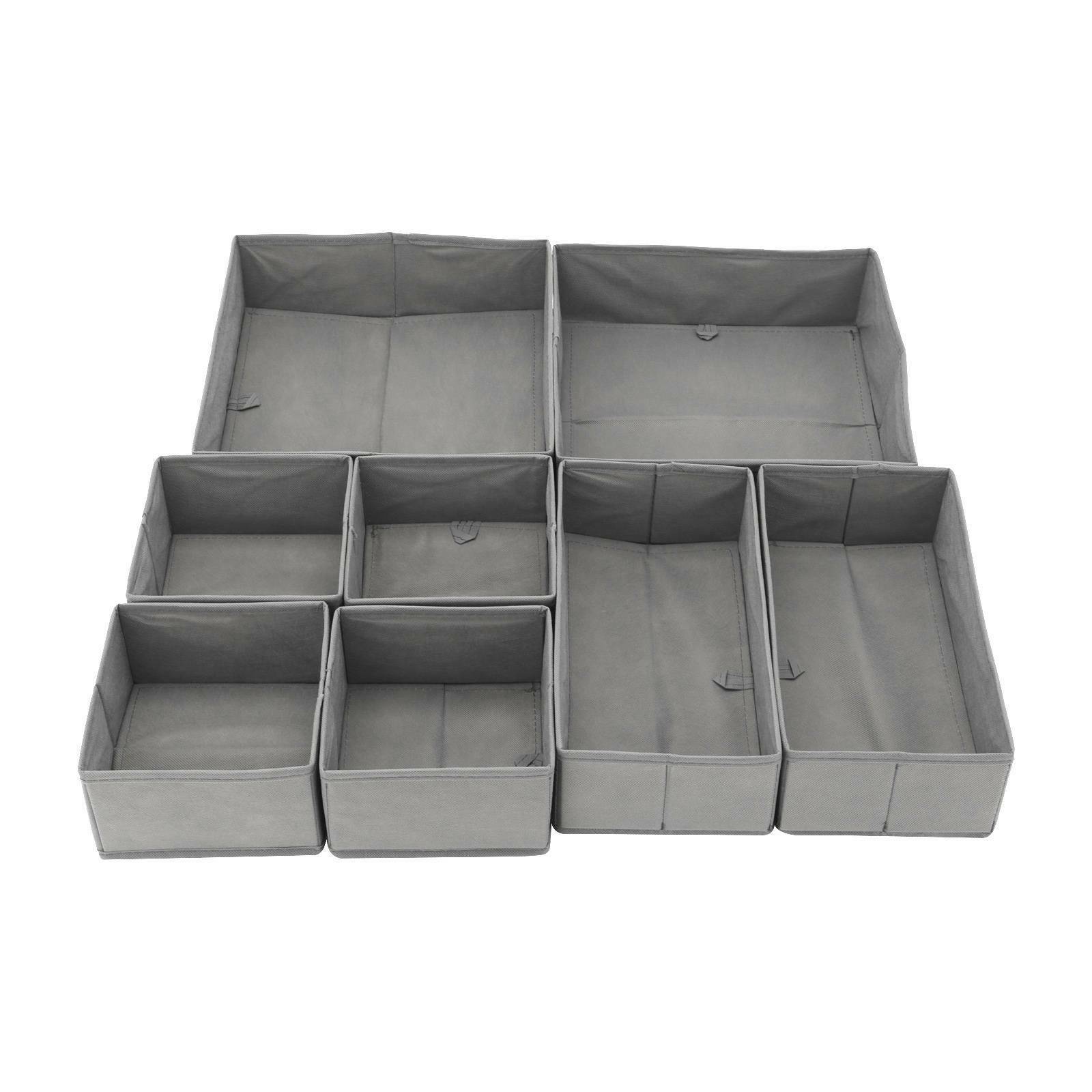 Set of 8 Drawer Organisers Fabric Box Wardrobe Drawer Inserts Clothes Storage UK