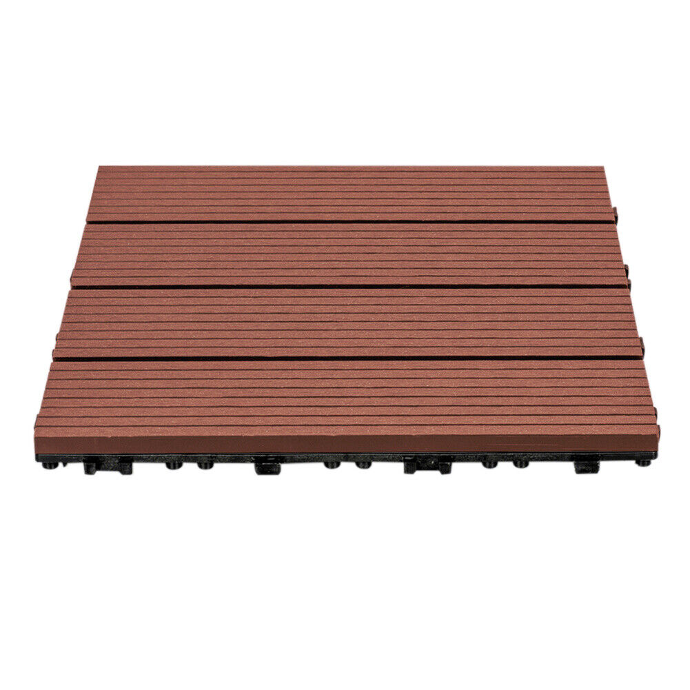 11x Composite Decking Boards WPC Garden Interlocking Tiles Balcony Patio Floor