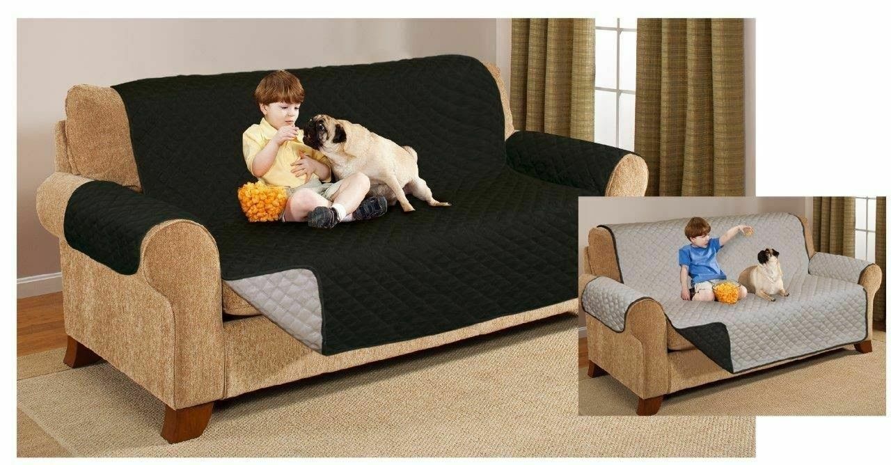 Quilted Sofa Cover Furniture Protector Throw Waterproof WITH STRAP