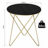 Round Tea Table Sofa End Side Wood Metal Table Living Room Furniture- Black Gold