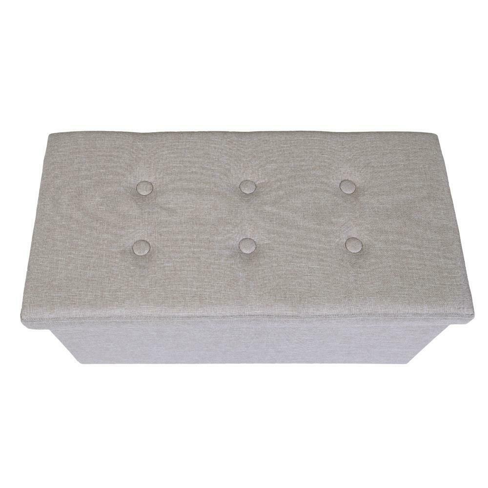 2 SEATER LARGE FOLDING STORAGE OTTOMAN BENCH SEAT BLANKET TOY BUTTON CHEST BOX