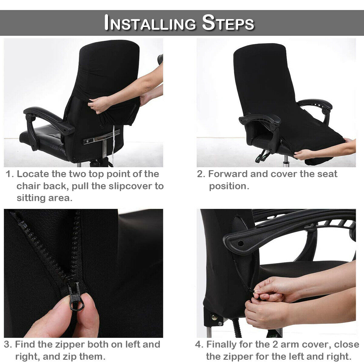 Office Chair Covers Large Stretch Computer Rotating Desk Slipcover with Zipper