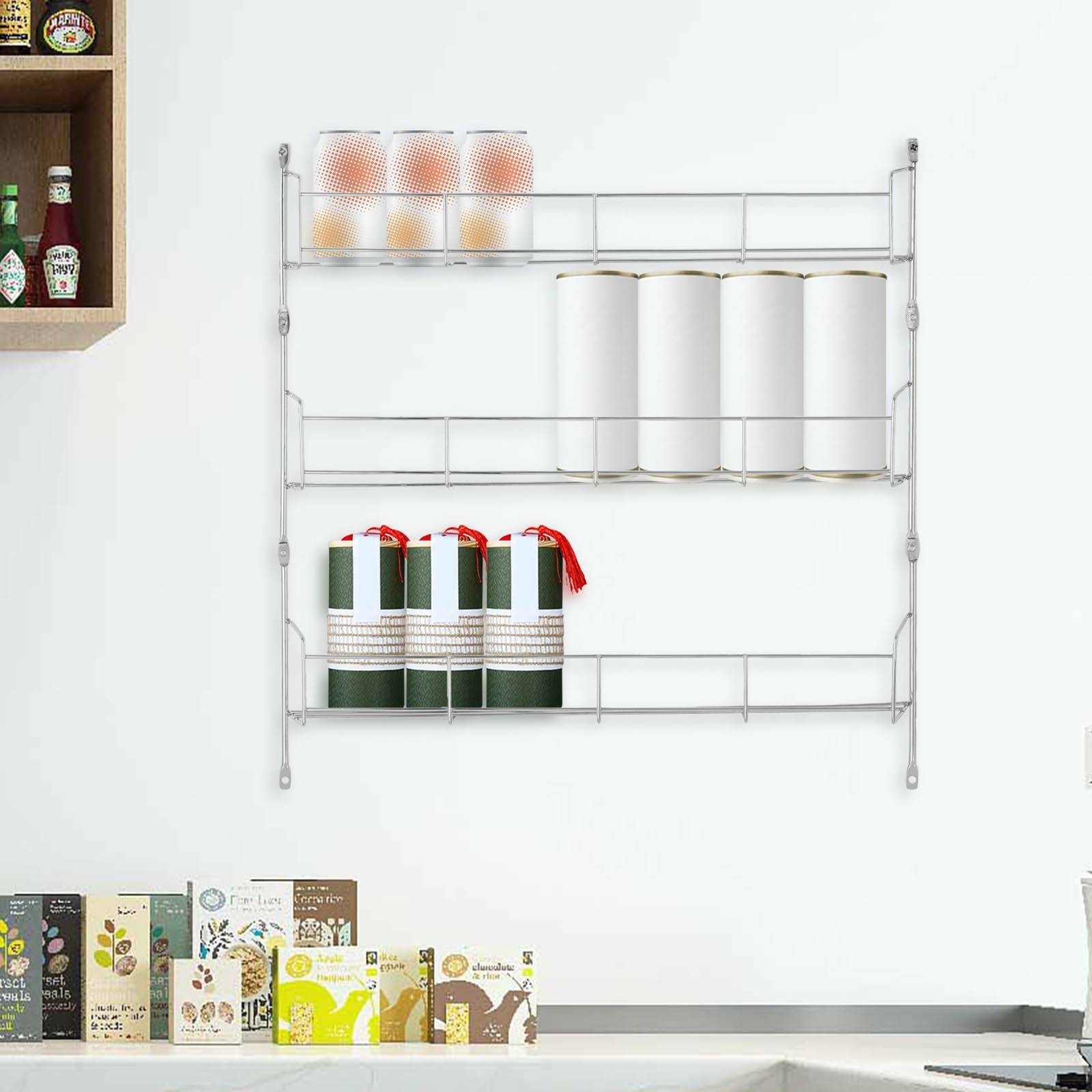 3 5 TIER FOR KITCHEN DOOR CUPBOARD STORAGE WALL SPICE HERB JAR RACK HOLDER