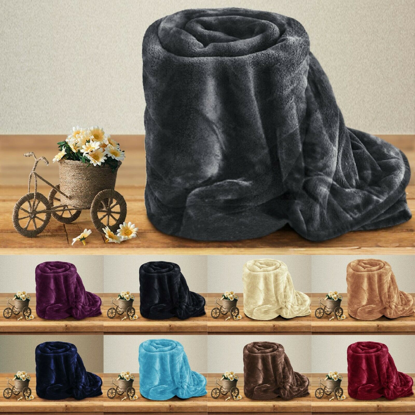 Luxury Blanket Large Sofa Throw Fleece Faux Fur Single Double & King